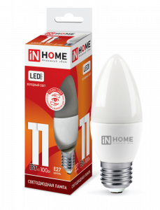 Лампа светодиодная LED-СВЕЧА-VC 11Вт 230В Е27 6500К 1050Лм IN HOME