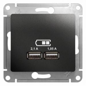 Розетка USB А+А 5В 2,1А С/У Антрацит Glossa