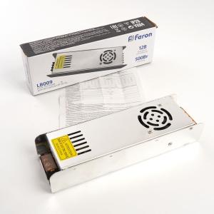 Блок питания для сд ленты 12V IP20 500W  LB009 Feron