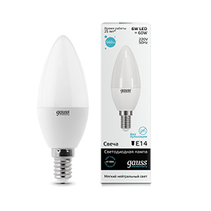 Лампа светодиодная Gauss Elementary свеча E14 6W 4100K 450Лм