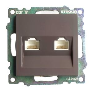Розетка RJ45+RJ45 С/У Шоколад Катрин