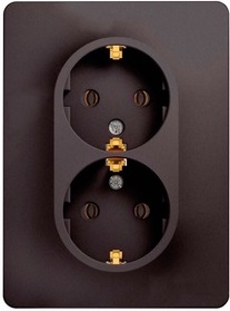 Розетка 2-м 16А С/У З/К в сборе с рамкой Графит Glossa