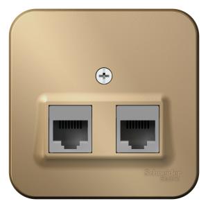 Розетка RJ45+RJ45 кат.5Е О/У изолирующая пластина Титан Blanca