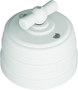 Выключатель пластиковый поворотный на два положения, для включения из 2-х мест (1-клавишный проходной), цвет - белый, УСАДЬБА