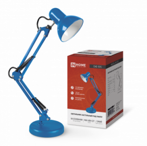 Светильник настольный под лампу на основании + струбцина СНО 15ТС 60Вт E27 230В СИНИЙ IN HOME