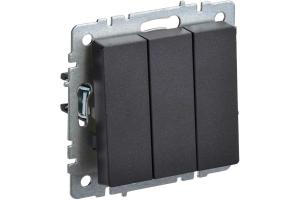 Выключатель 3-кл 10А С/У Черный Brite