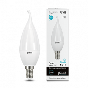 Лампа светодиодная Gauss Elementary Candle Tailed 8W E14 4100K 1/10/50