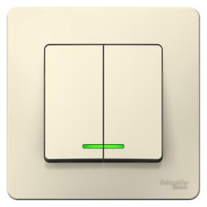 Выключатель 2-кл 10А С/У с индикатором Молочный Blanca