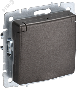 Розетка 1-м 16А С/У З/К со шторками с крышкой Бронза Brite