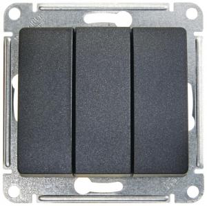 Выключатель 3-кл 10А С/У Антрацит Glossa