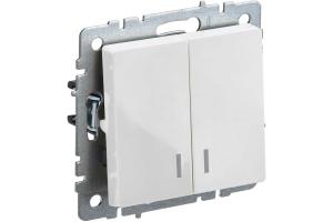 Выключатель 2-кл 10А С/У с индикатором Белый Brite