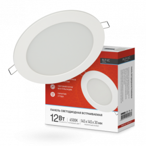 Панель светодиодная встраиваемая круглая RLP-VC 12Вт 230В 6500К 960Лм 145мм белая IP40 IN HOME