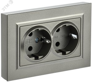 Розетка 2-м 16А С/У З/К в сборе Шампань Brite