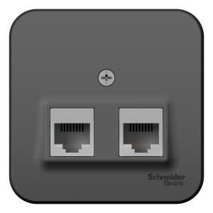 Розетка RJ45+RJ45 кат.5Е О/У изолирующая пластина Антрацит Blanca