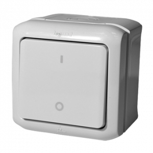 Выключатель двухполюсный IP44 Серый Legrand Quteo