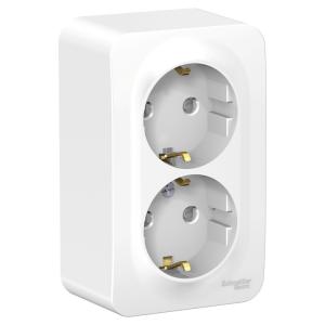 Розетка 2-м 16А О/У З/К со шторками изолирующая пластина Белый Blanca