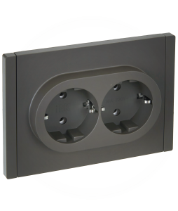 Розетка 2-м 16А С/У З/К Серый Forte&Piano