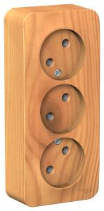 Розетка 3-м 16А О/У изолирующая пластина Ясень Blanca