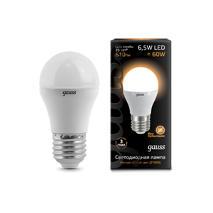 Лампа светодиодная Gauss Globe E27 6.5W 3000K