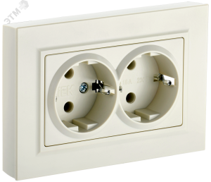 Розетка 2-м 16А С/У З/К в сборе Бежевый Brite