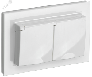 Розетка 2-м 16А С/У З/К c крышками IP44 в сборе Белый Brite