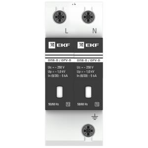 Ограничитель импульсных напряжений ОПВ-D/2P In 5кА 230В с сигн. EKF