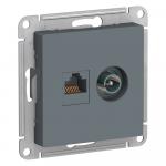 Розетка TV антенна + RJ45 кат.5E С/У Грифель AtlasDesign