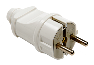 Вилка прямая с заземлением 16А белая 4140 IN HOME