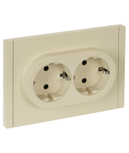 Розетка 2-м 16А С/У З/К со шторками Ваниль Forte&Piano