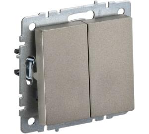 Переключатель 2-кл 10А C/У проходной Шампань Brite