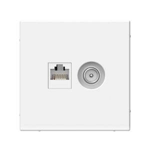 Розетка TV антенна + RJ45 кат.5E С/У Белая ArtGallery