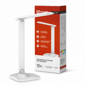 Светильник настольный светодиодный ССО 08Б 12Вт 600лм сенсор-диммер, адапт БЕЛЫЙ IN HOME