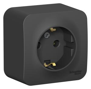 Розетка 1-м 16А О/У З/К изолирующая пластина Антрацит Blanca