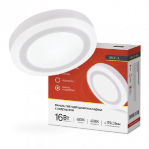 Светильник светодиодный круглый накладной с подсветкой 16Вт 4000К NRLP-BL IN HOME