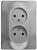 Розетка 2-м 16А С/У в сборе с рамкой Алюминий Glossa