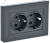 Розетка 2-м 16А С/У З/К в сборе Графит Brite
