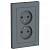Розетка 2-м 16А С/У со шторками в сборе с рамкой Грифель AtlasDesign