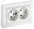 Розетка 2-м 16А С/У З/К в сборе Белый Brite