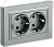 Розетка 2-м 16А С/У З/К в сборе Алюминий Brite
